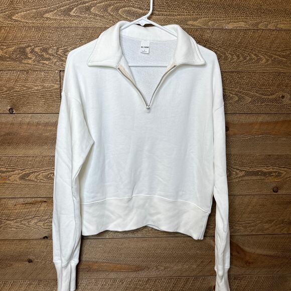 RE/DONE 70's Half Zip Sweatshirt in Off White Size Small NWOT - Picture 6 of 10